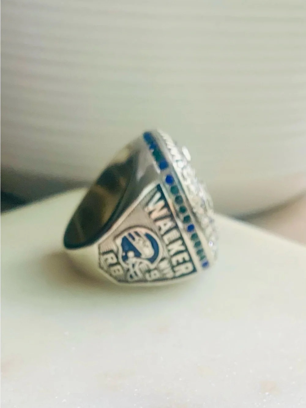 Seattle Seahawks Super Bowl Champions Style Ring - Blue & Green